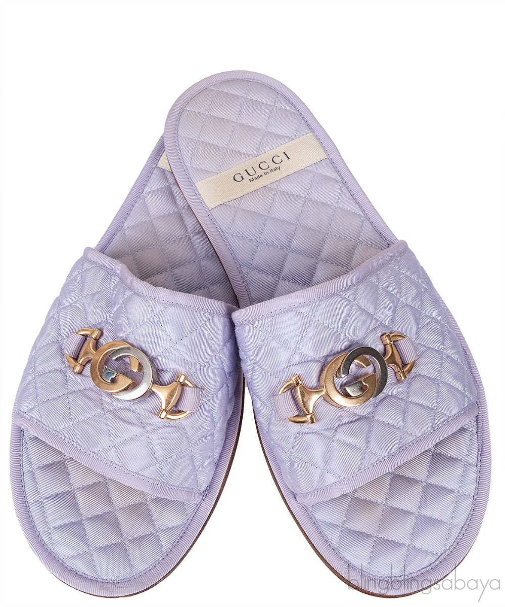 Lilac GG Quilted Slide Flat