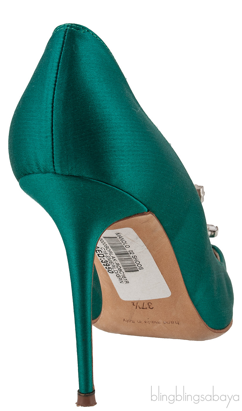 Borlak Emerald Green Satin Heels