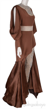 Brown Crystal Embellished Dress w/ Trouser