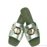 Dior OR Montaigne Metallic Green Heels Slide