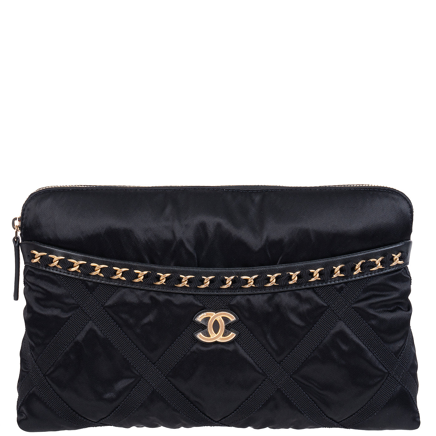 Chanel Nylon Grosgrain Large Lifestyle Pouch with Foldable Tote Bag