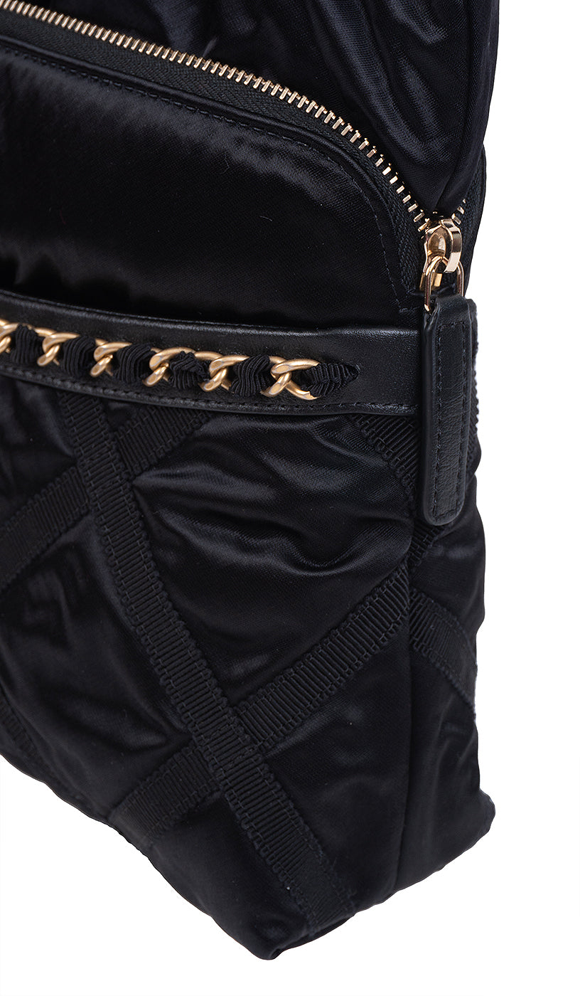 Chanel Nylon Grosgrain Large Lifestyle Pouch with Foldable Tote Bag