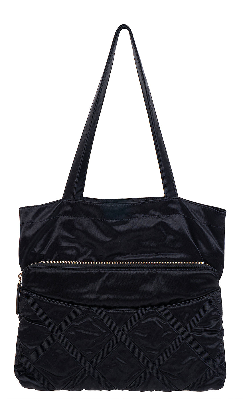 Chanel Nylon Grosgrain Large Lifestyle Pouch with Foldable Tote Bag