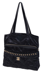 Chanel Nylon Grosgrain Large Lifestyle Pouch with Foldable Tote Bag