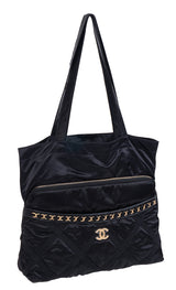 Chanel Nylon Grosgrain Large Lifestyle Pouch with Foldable Tote Bag