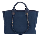 Chanel Blue Deuville Small Canvas Tote Bag GHW