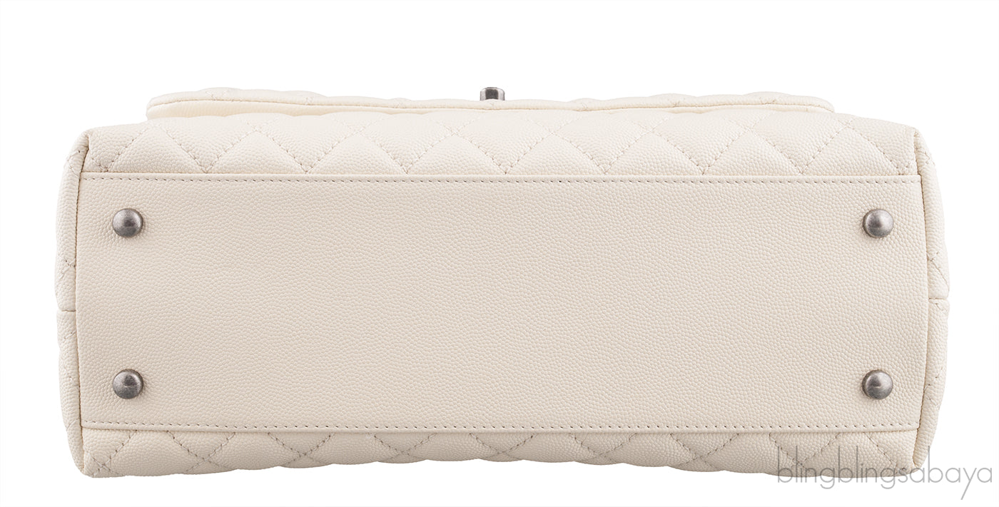 Coco White Caviar w/ Red Lizard Handle bag