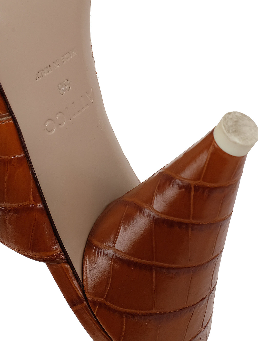 Attico Brown Croc Embossed Chloe Mule