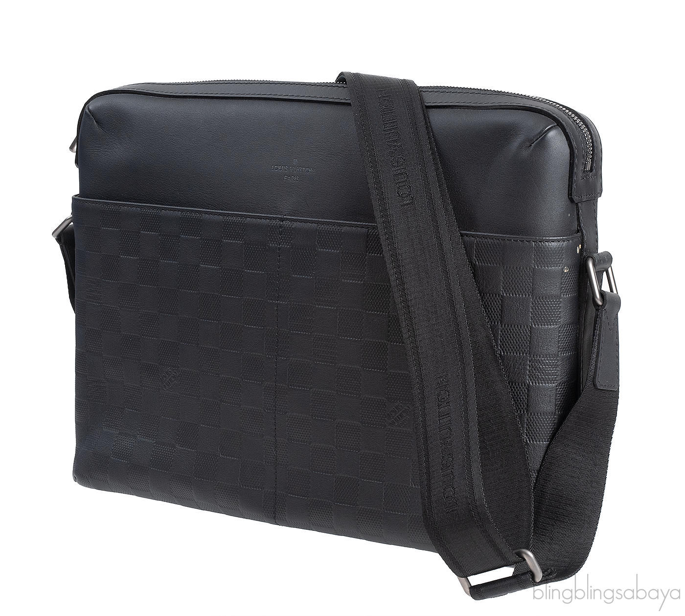 Black Infiniti Leather Calypso Messenger Bag MM