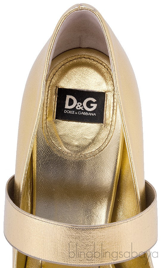 Gold Peep Toe Pump
