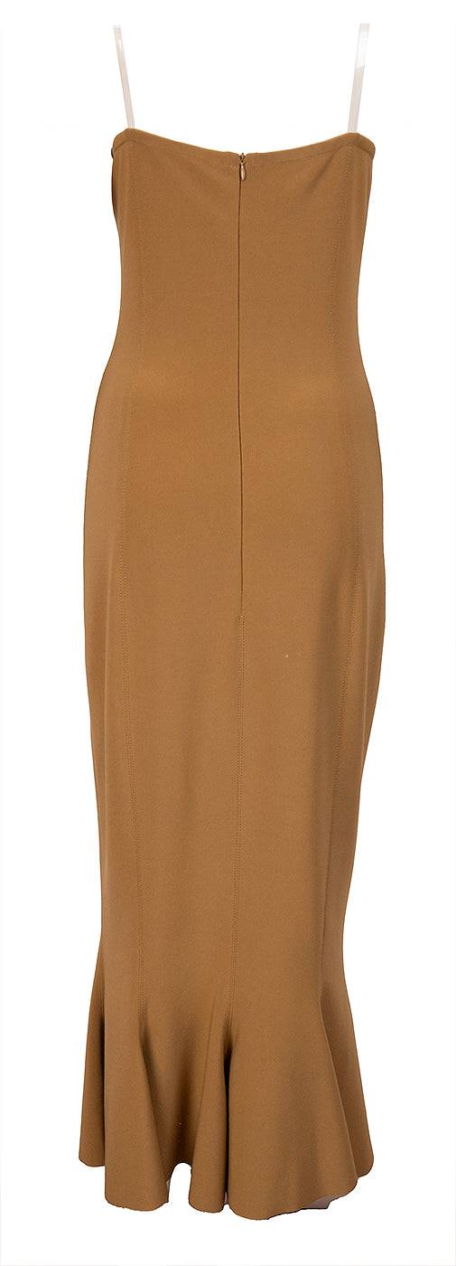 Norma Kamali Brown Corset Midi Dress