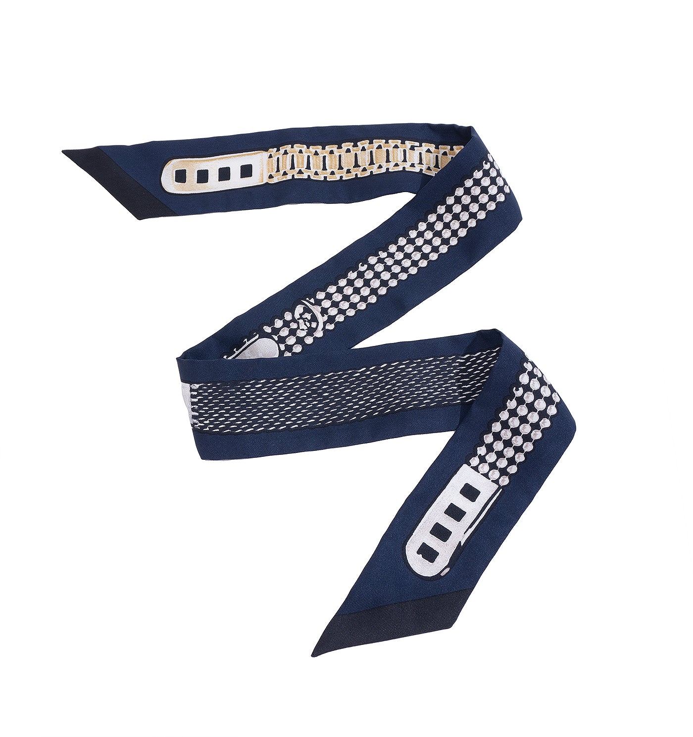Hermes Le Tresor de Medor Blue Silk Twilly