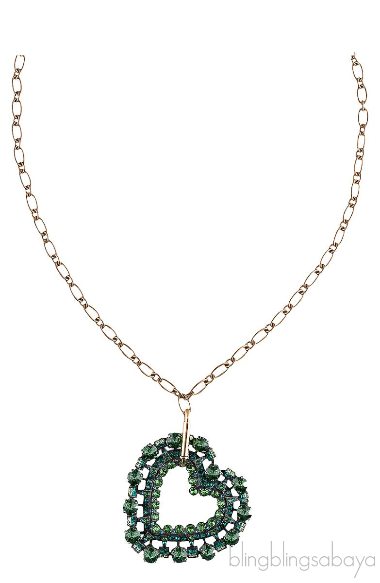 Emerald Crystal Heart Necklace