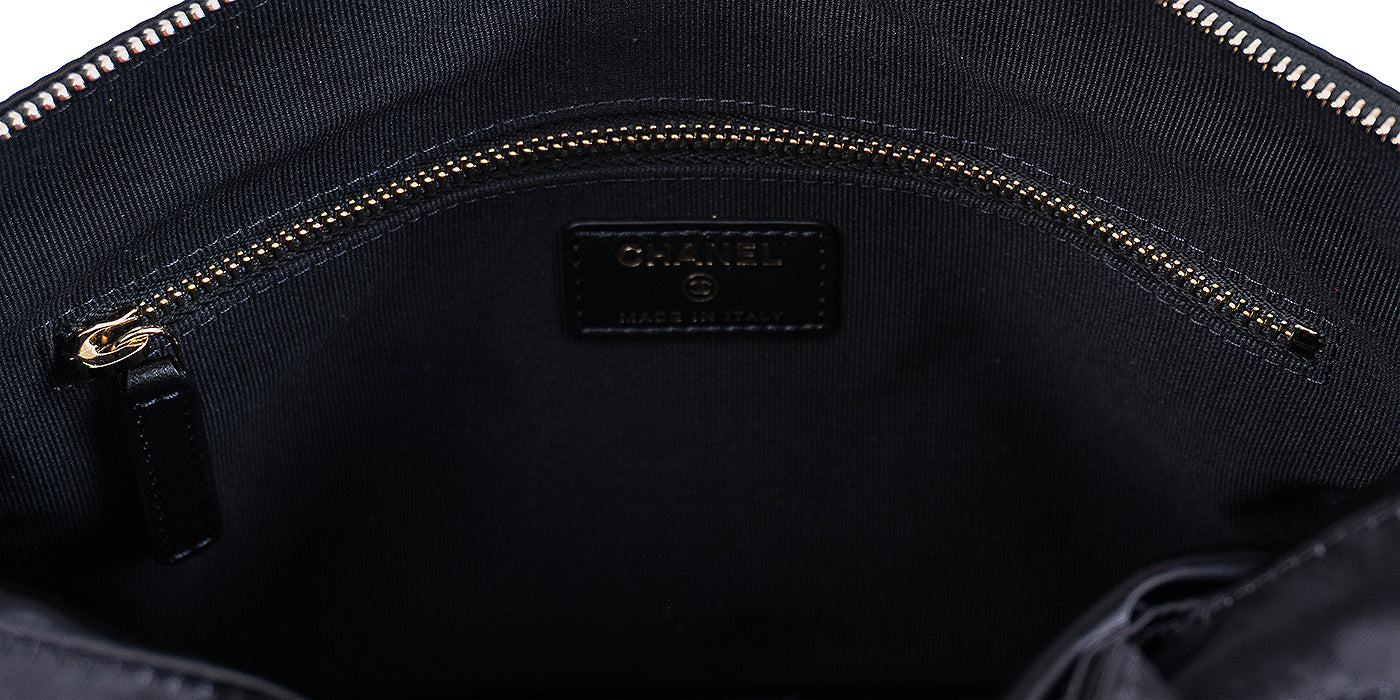Chanel Nylon Grosgrain Large Lifestyle Pouch with Foldable Tote Bag