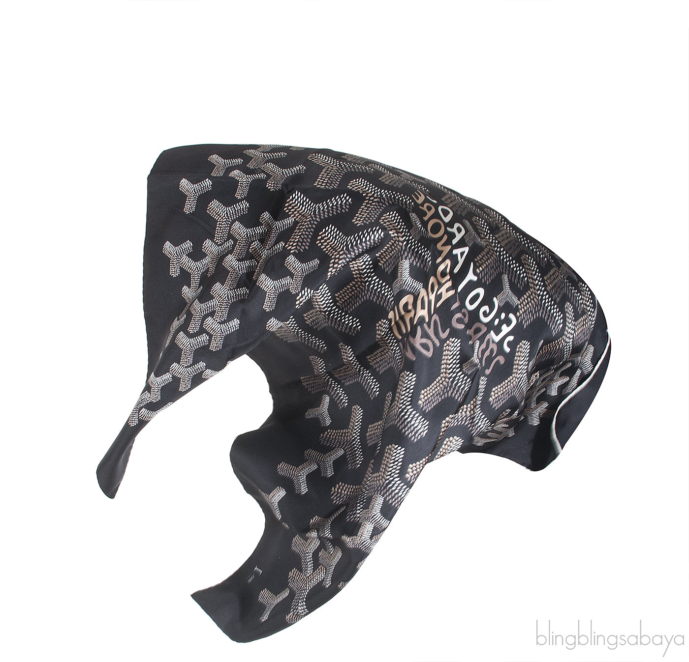 Silk Goyardine Black Scarf
