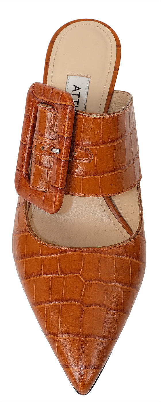 Attico Brown Croc Embossed Chloe Mule