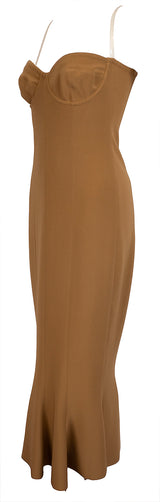 Norma Kamali Brown Corset Midi Dress