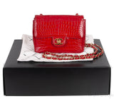 Vintage Red Crocodile CC Classic Mini Square Bag