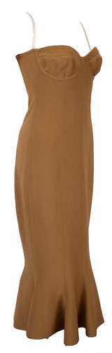 Norma Kamali Brown Corset Midi Dress