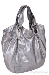 Givenchy Metallic Grey GG Leather Hobo Bag