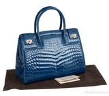 Kwanpen Blue Crocodile Top Handle Bag