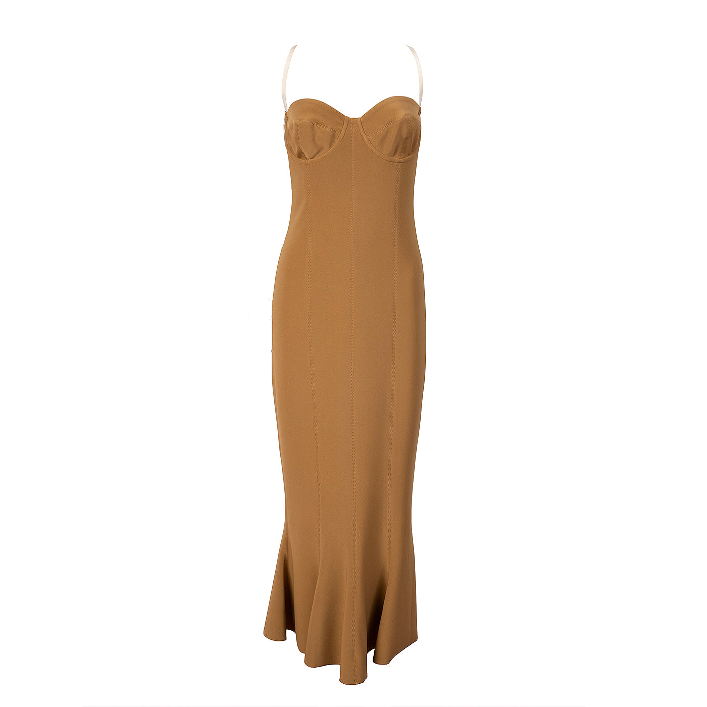 Norma Kamali Brown Corset Midi Dress