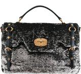 Sequin Black Turn-lock Handle Bag
