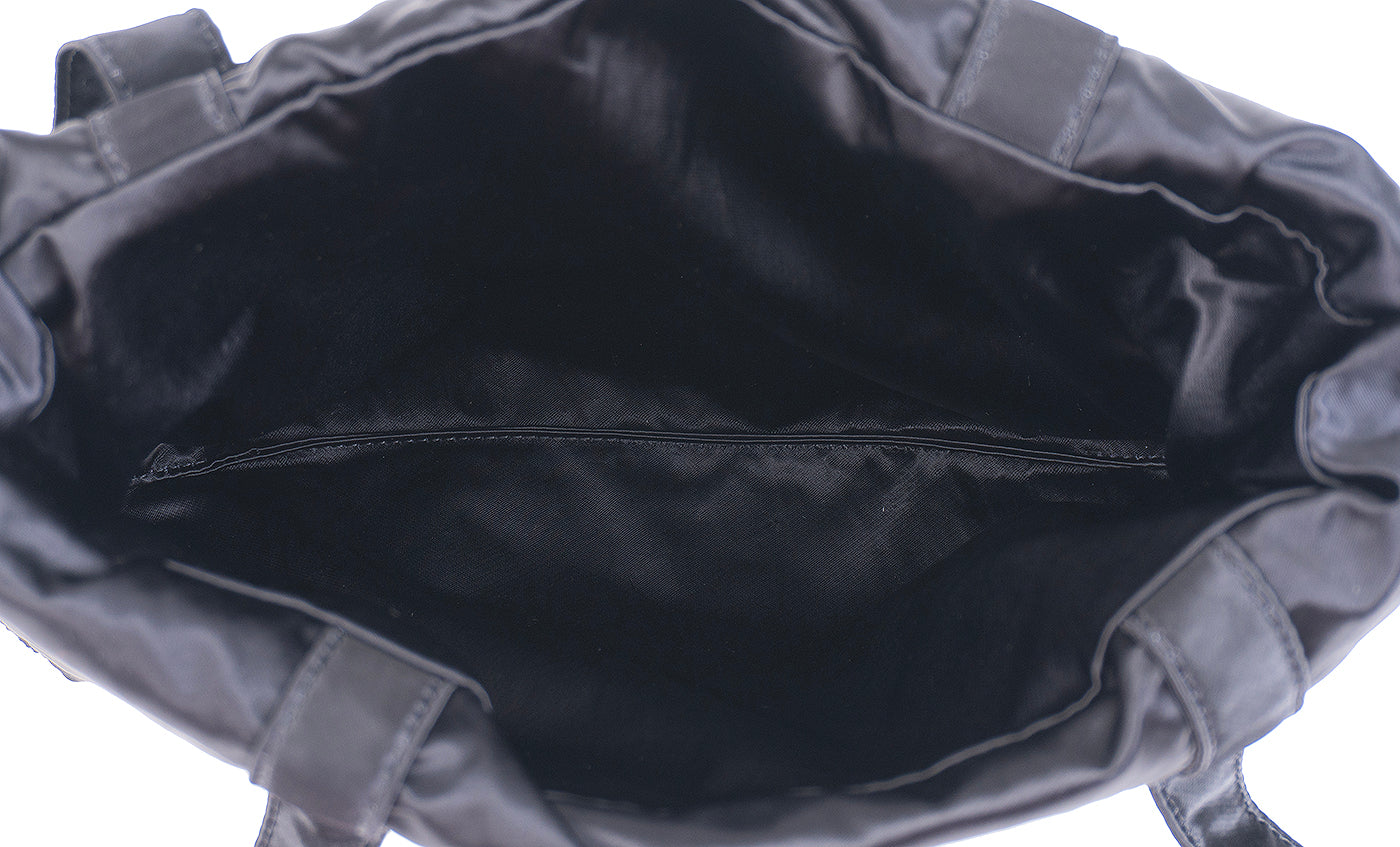 Chanel Nylon Grosgrain Large Lifestyle Pouch with Foldable Tote Bag