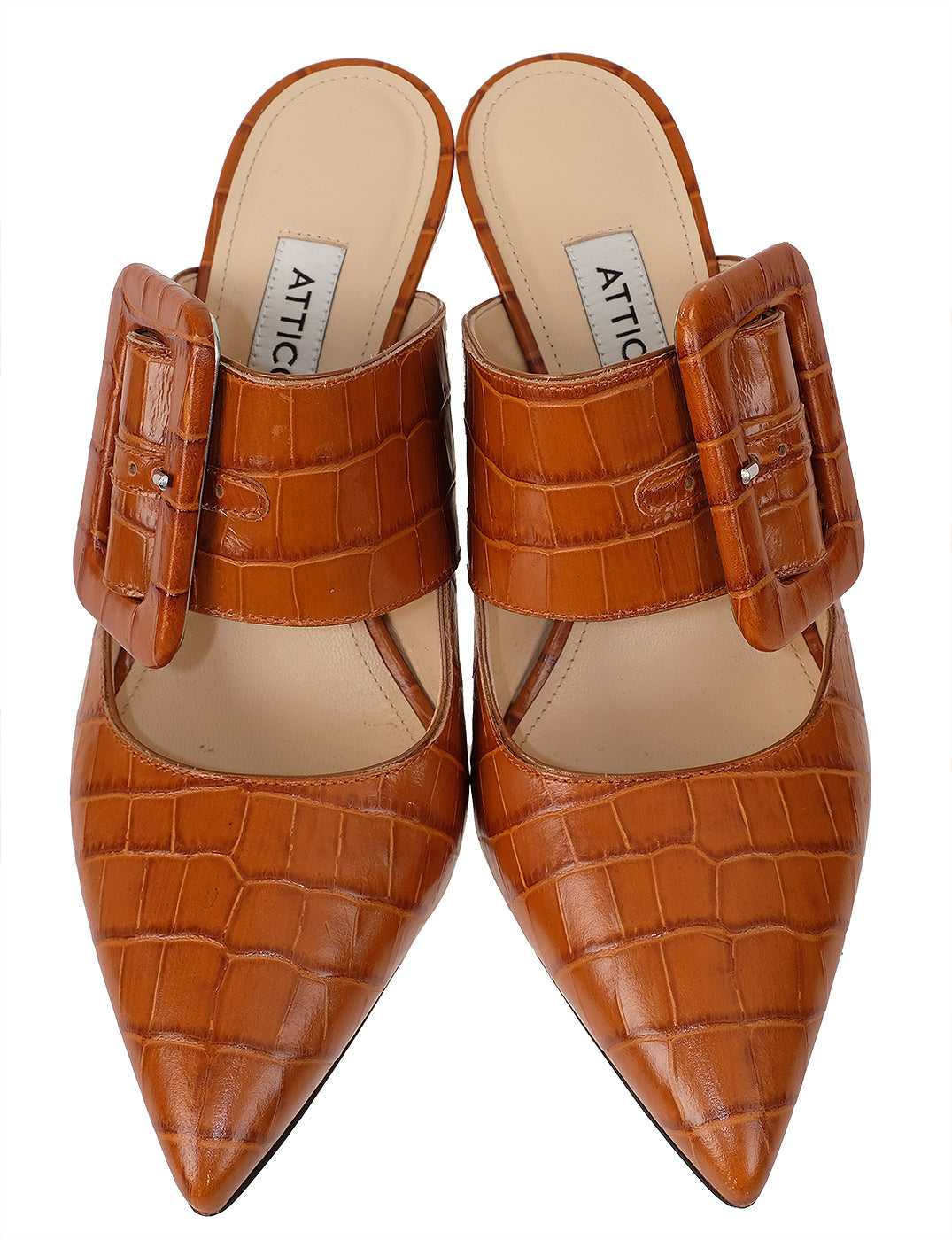 Attico Brown Croc Embossed Chloe Mule