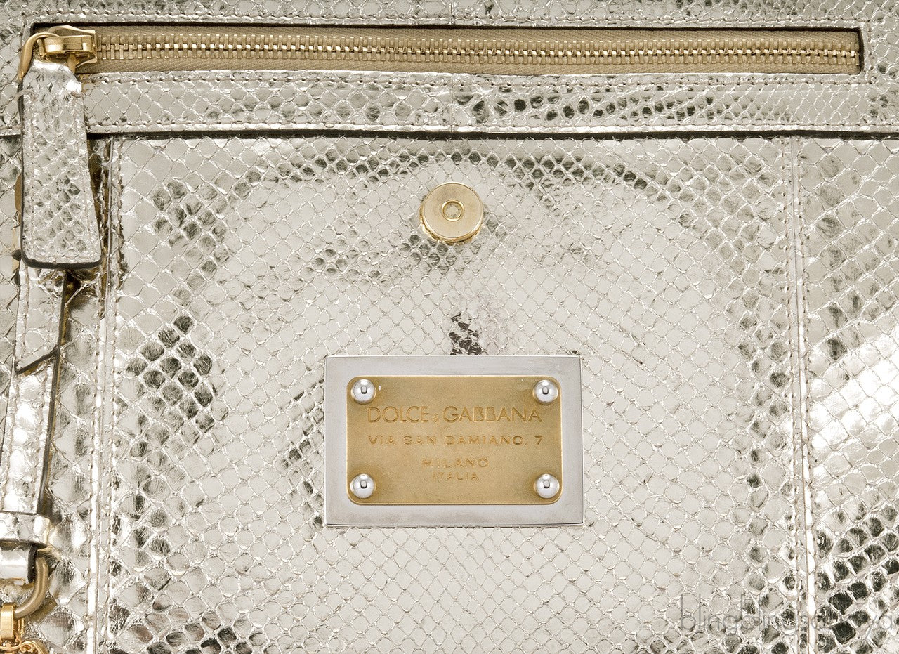 Miss Sicily Metallic Gold Snakeskin Bag