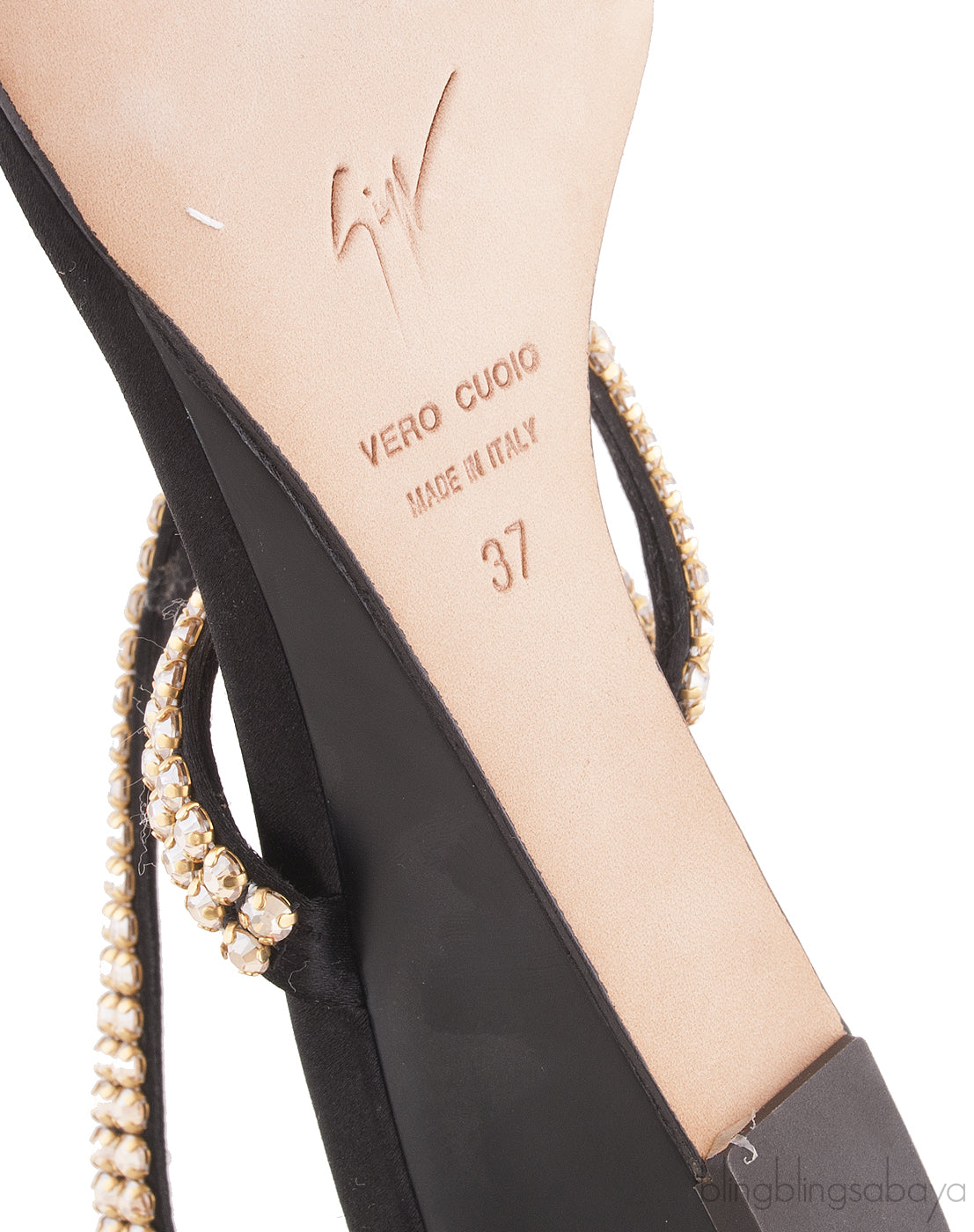 Black Crystal One Finger Sandals