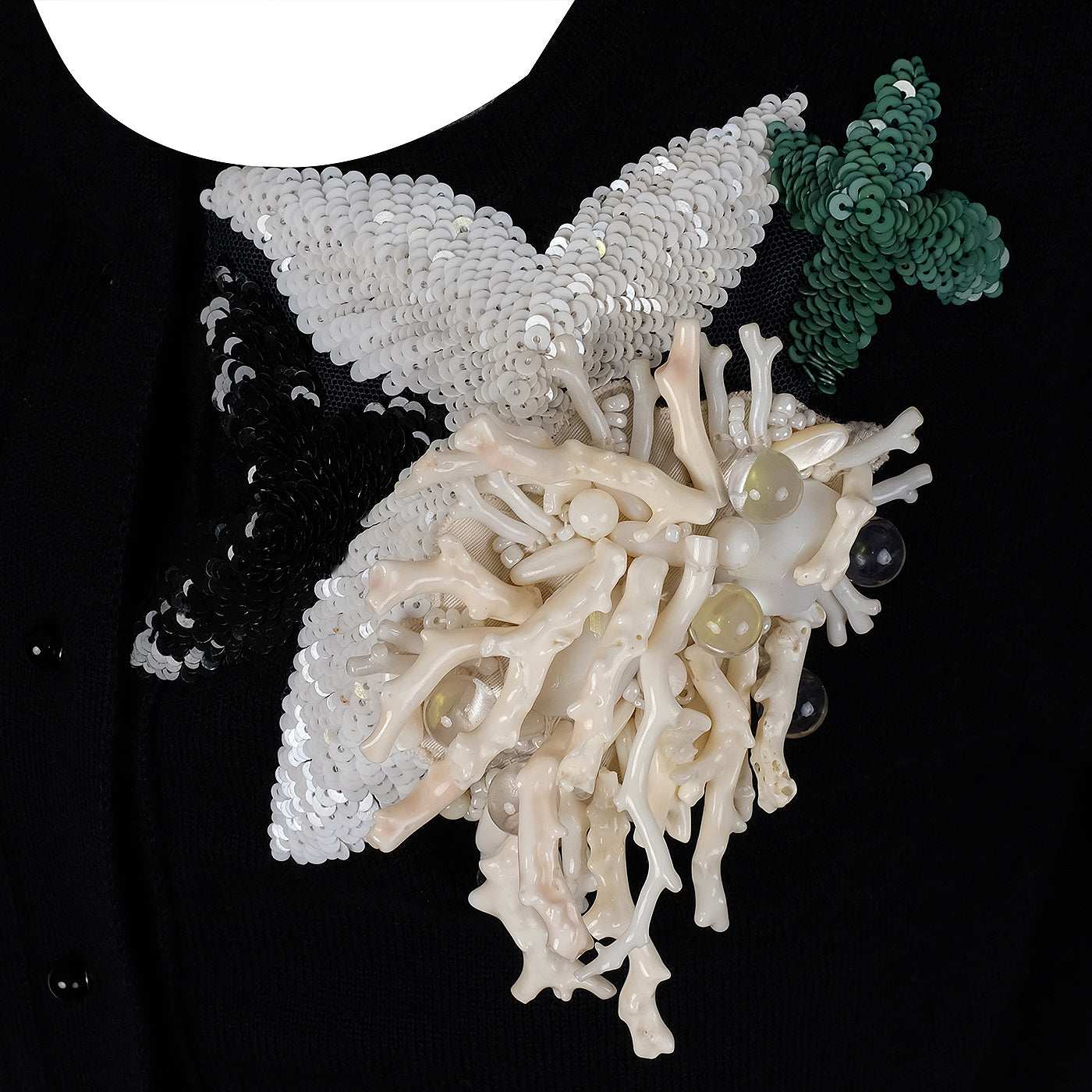 Oscar dela Renta Black Cardigan Shell & Sequin Embellishment