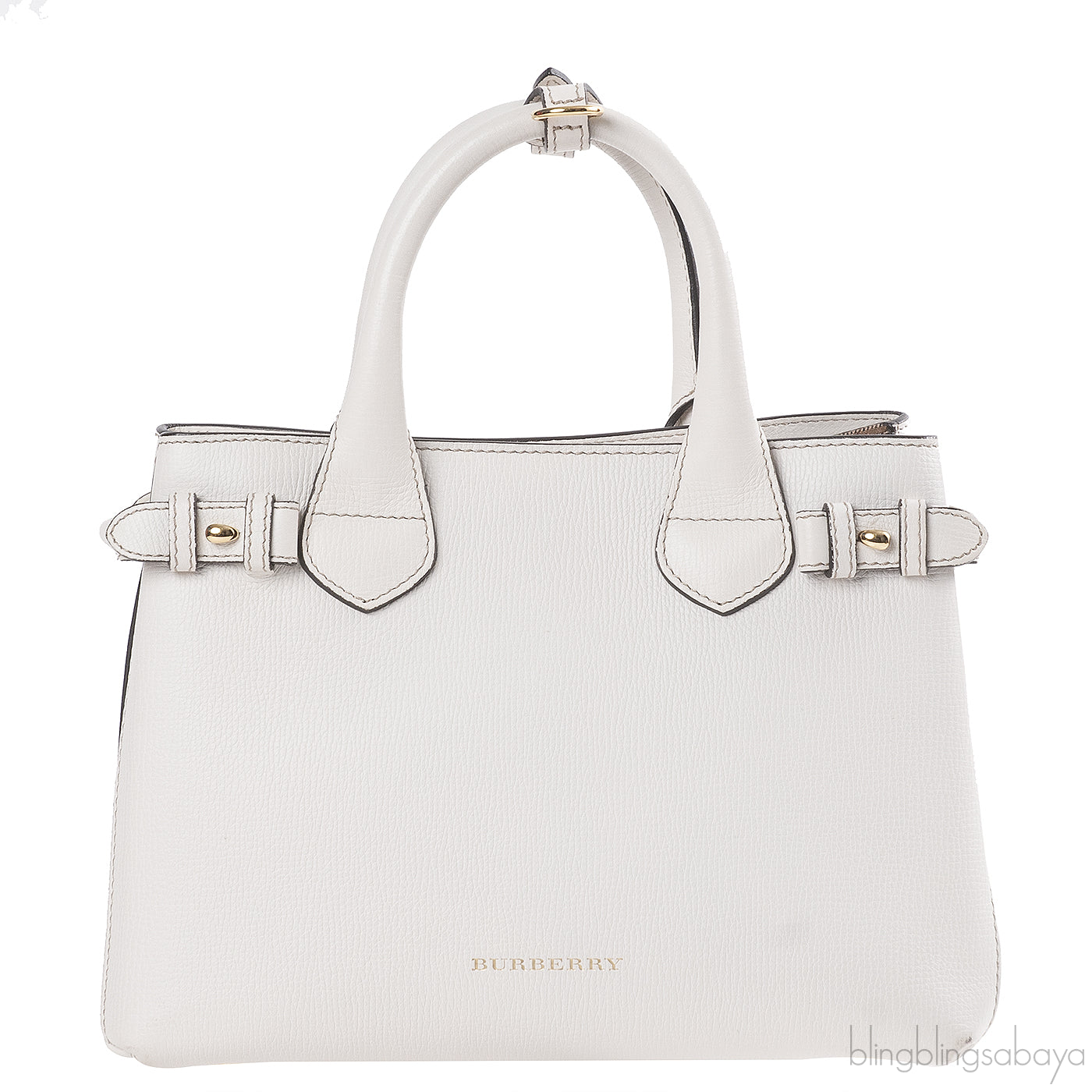 Burberry White & Checkered Banner Top Handle Bag
