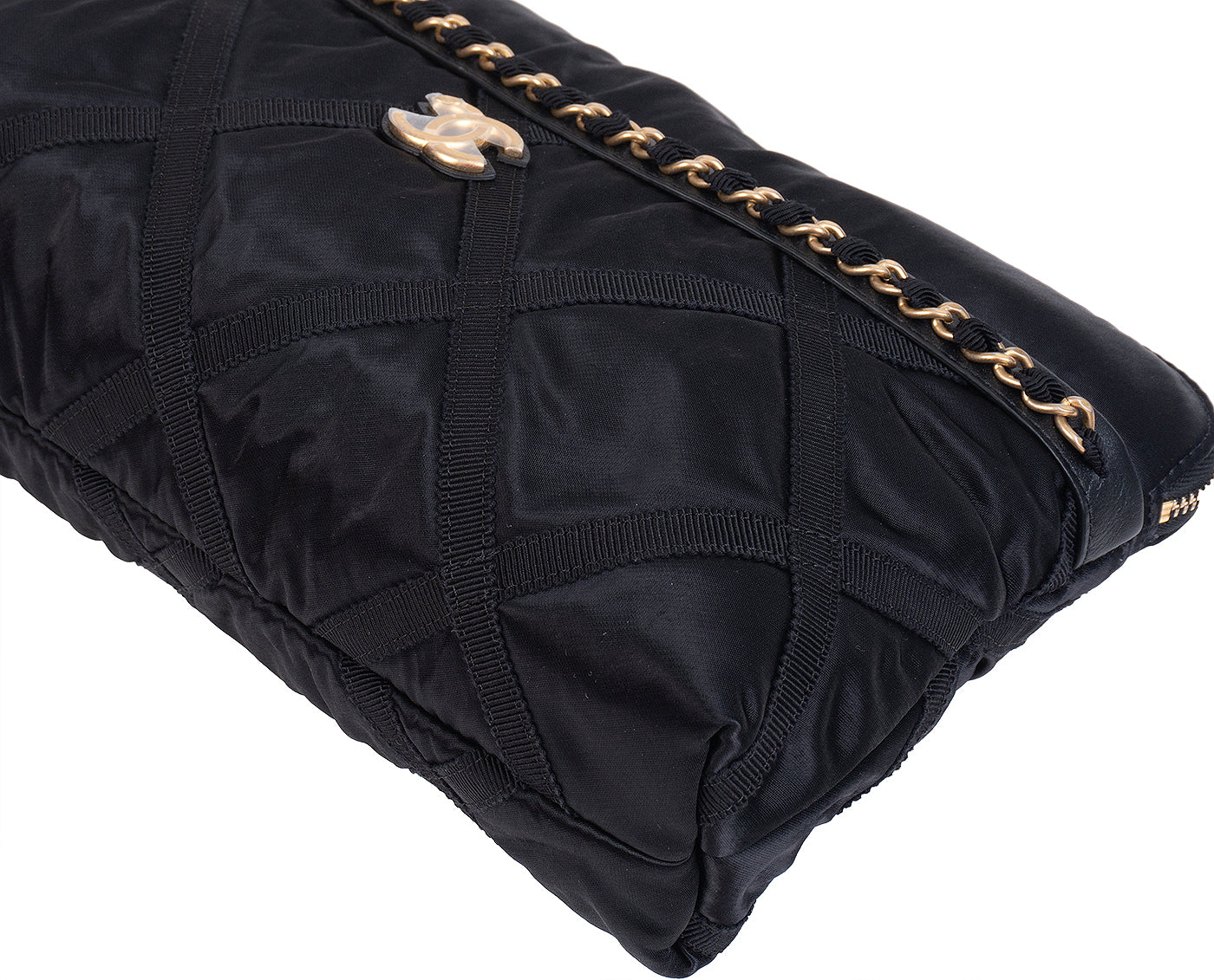 Chanel Nylon Grosgrain Large Lifestyle Pouch with Foldable Tote Bag