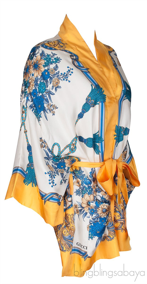 Printed Silk Kimono Top