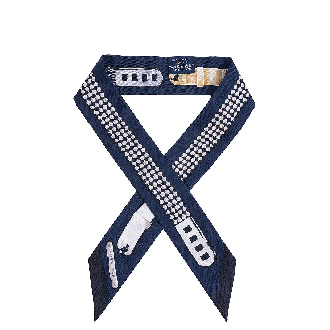 Hermes Le Tresor de Medor Blue Silk Twilly