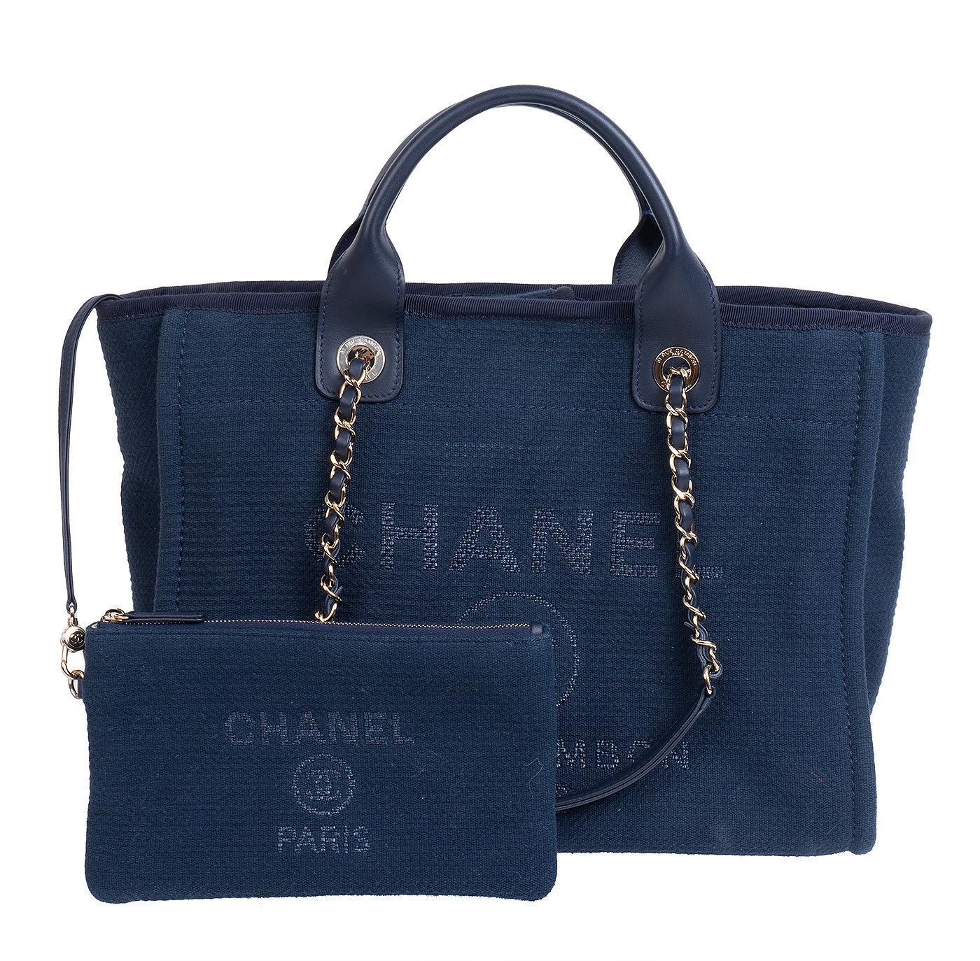 Chanel Blue Deuville Small Canvas Tote Bag GHW
