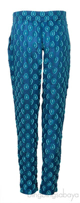 Cyan Blue Printed Trouser