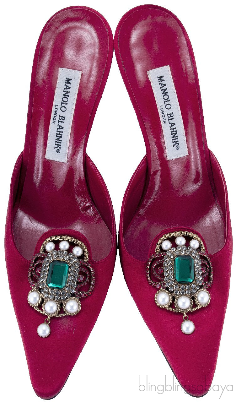 Red Eufra Mid Heel Sandals