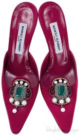 Red Eufra Mid Heel Sandals