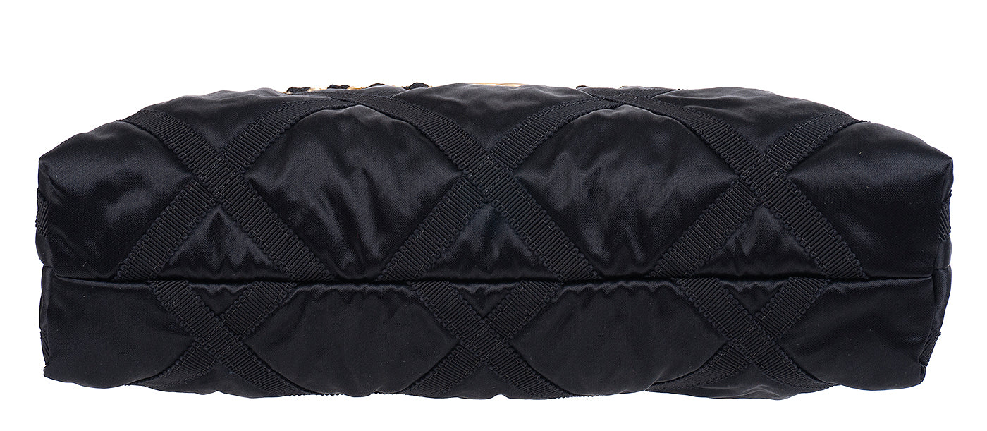 Chanel Nylon Grosgrain Large Lifestyle Pouch with Foldable Tote Bag