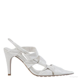 Bottega Veneta White Point Leather Slingback Pumps