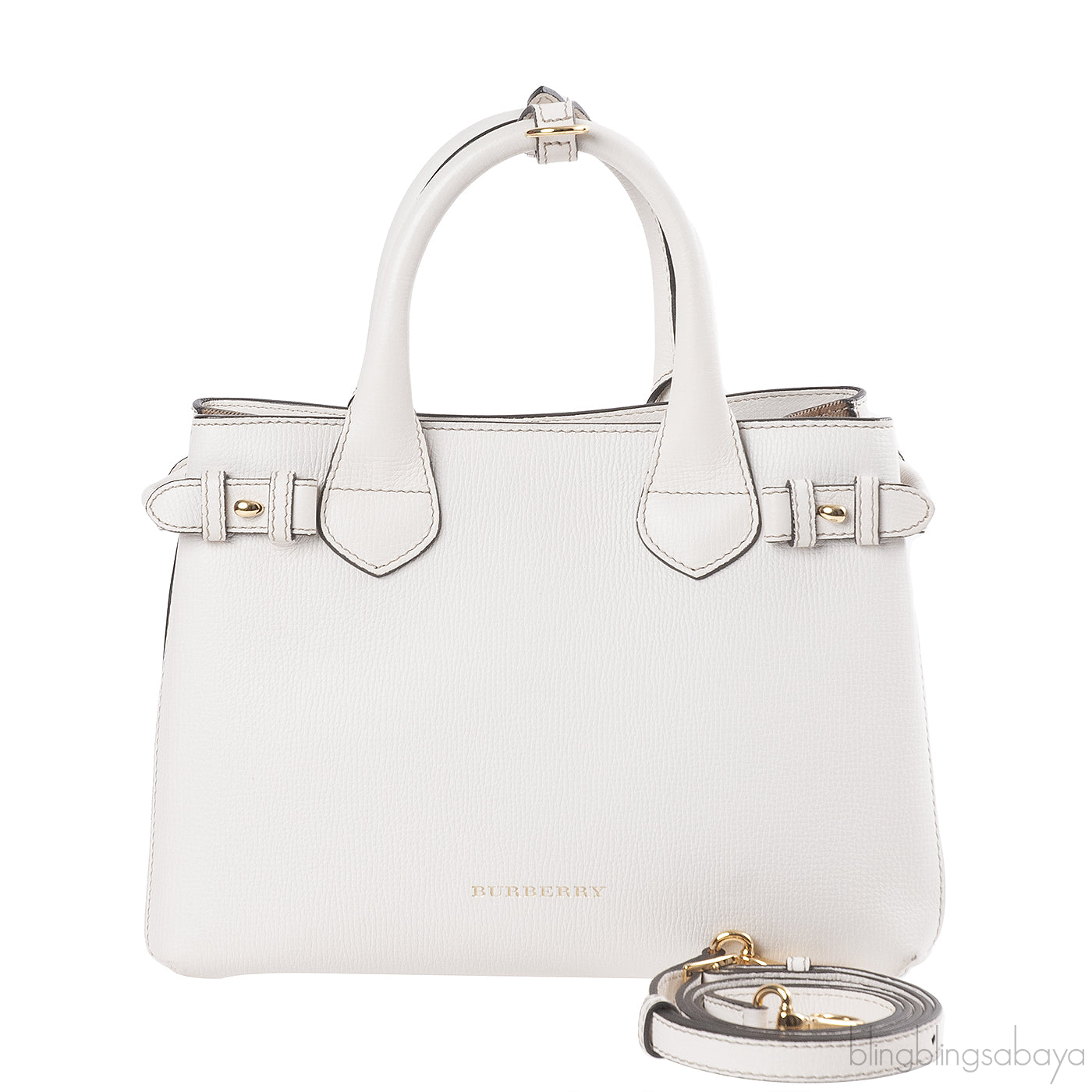 Burberry White & Checkered Banner Top Handle Bag