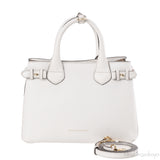 Burberry White & Checkered Banner Top Handle Bag