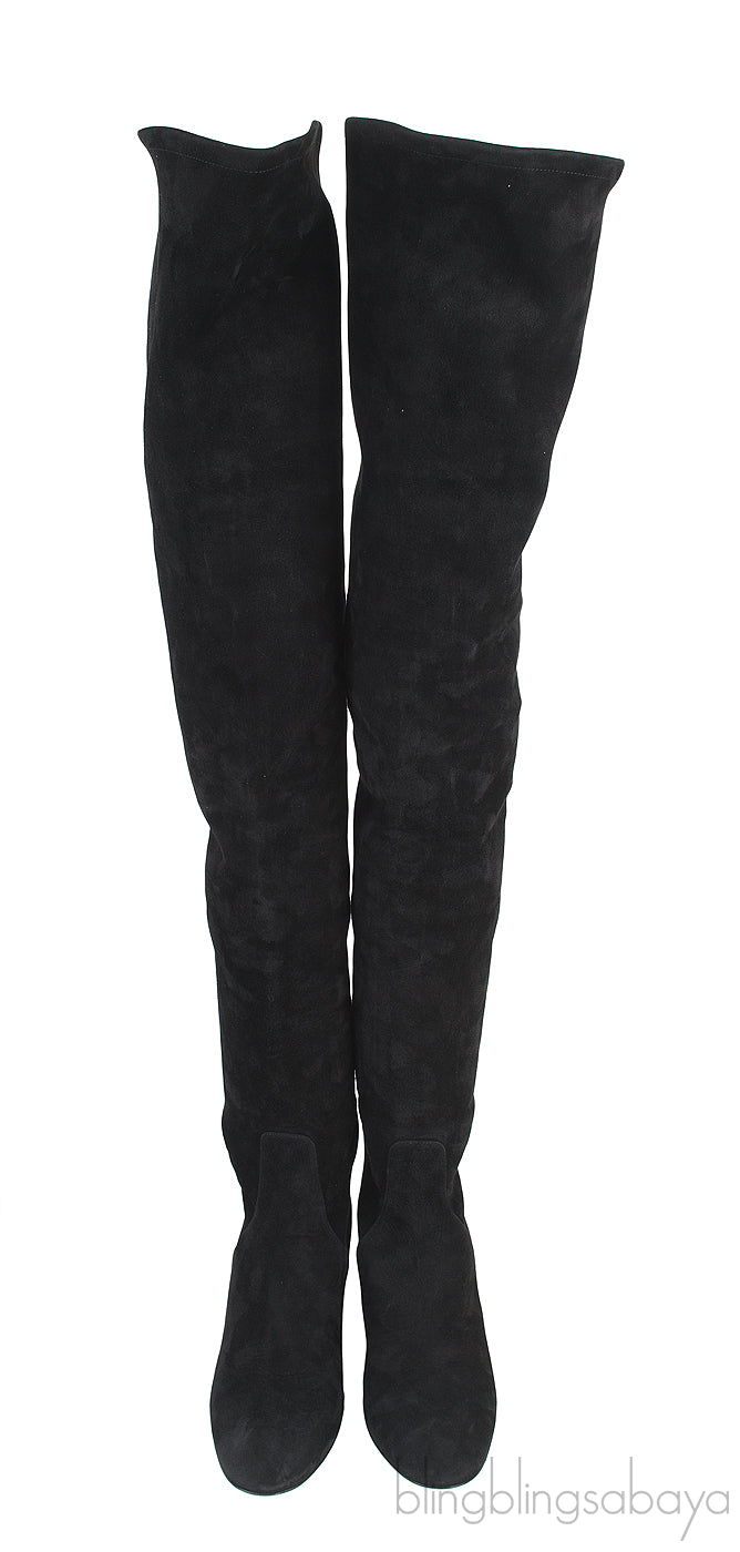 Black Suede High Leg Boots