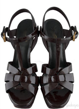 Yves Saint Laurent Tribute Burgundy Patent Sandals