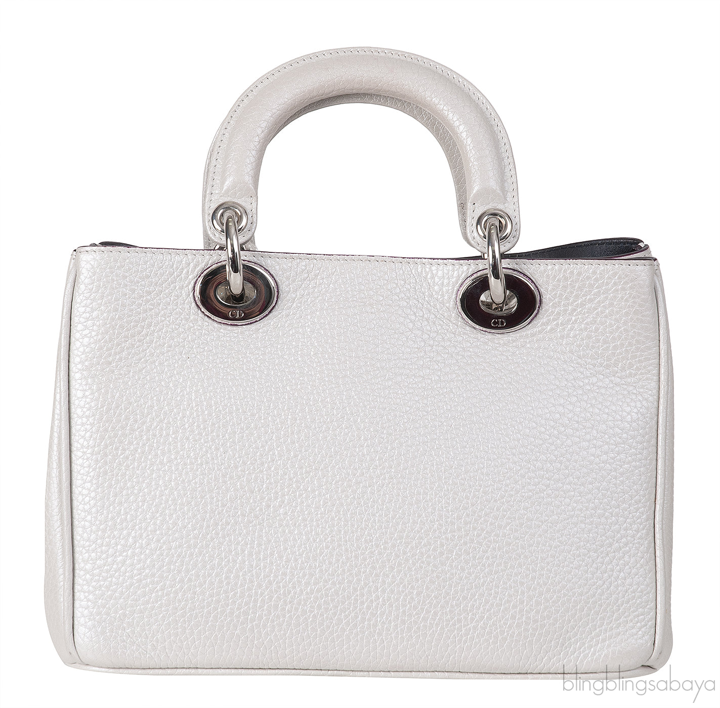Christian Dior Diorissimo Metallic White Mini Tote Bag