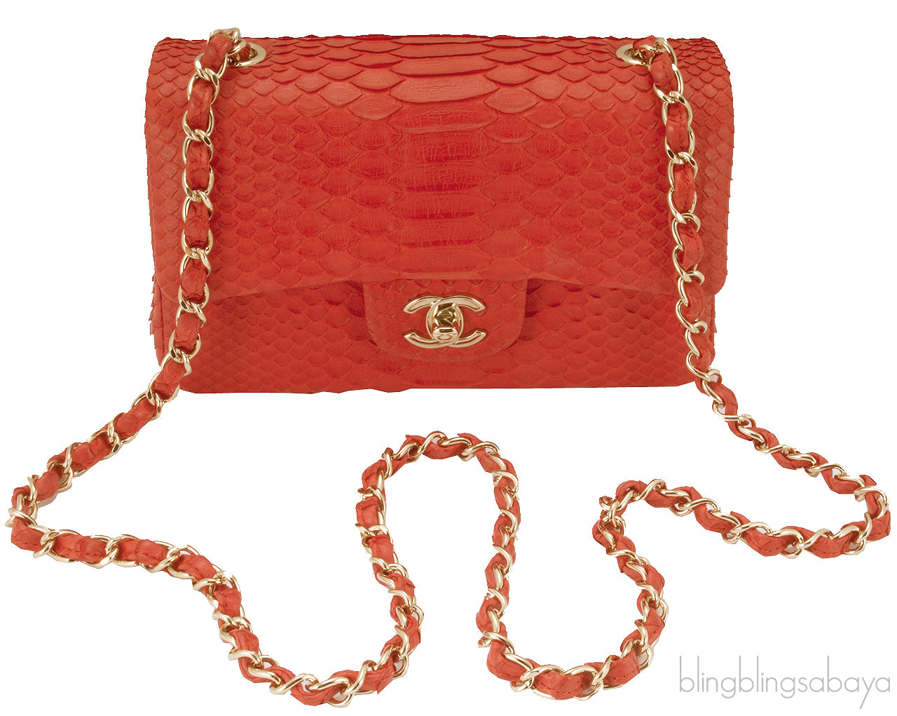 Classic Coral Python Mini Flap Bag