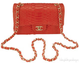 Classic Coral Python Mini Flap Bag