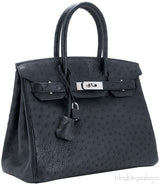 Birkin 30 Black Ostrich PHW